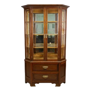 Mahogany Vitrine Cabinet with Faceted Glass, Austria, 1910s