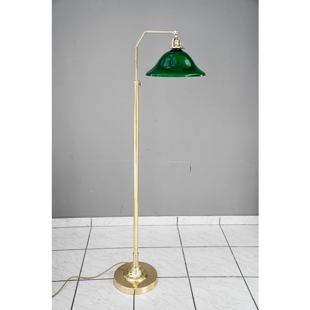 Art Deco Adjustable Floor Lamp with Green Shade, Vienna, Austria, 1920s For Sale - Image 3 of 18
