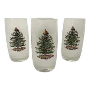 Spode Christmas Tree Frosted Tumblers- Set of 4