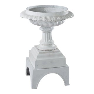 Antique Jw Fiske Attr Painted Cast Iron Garden Urn C1890 For Sale