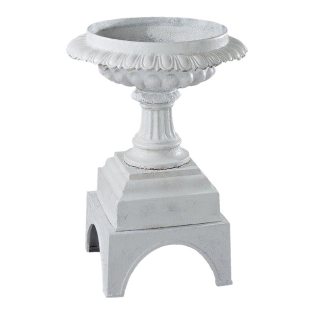 Antique Jw Fiske Attr Painted Cast Iron Garden Urn C1890 For Sale