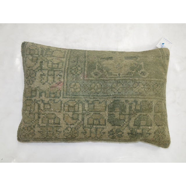 Late 20th Century Sea Foam Green Early 20th Century Wool Antique Oushak Rug Pillow For Sale - Image 5 of 5