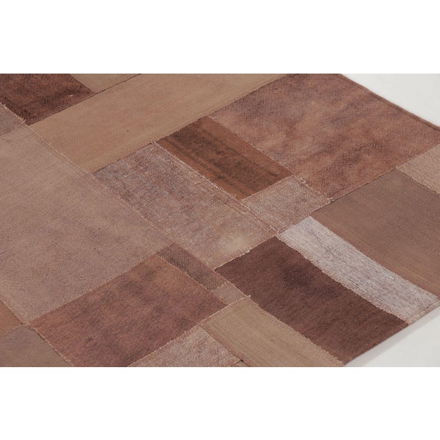 1950s Vintage Turkish Patchwork Rug in Soft Brown and Beige Tones - Rug & Kilim For Sale - Image 5 of 9