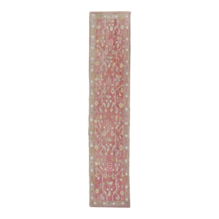 Antique Soft Red Turkish Oushak Early 20th Century Runner - 2'6" x 11'4" For Sale