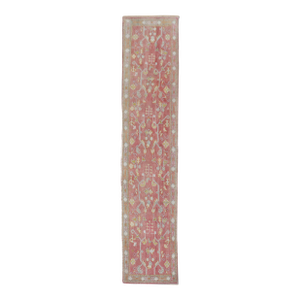 Antique Soft Red Turkish Oushak Early 20th Century Runner