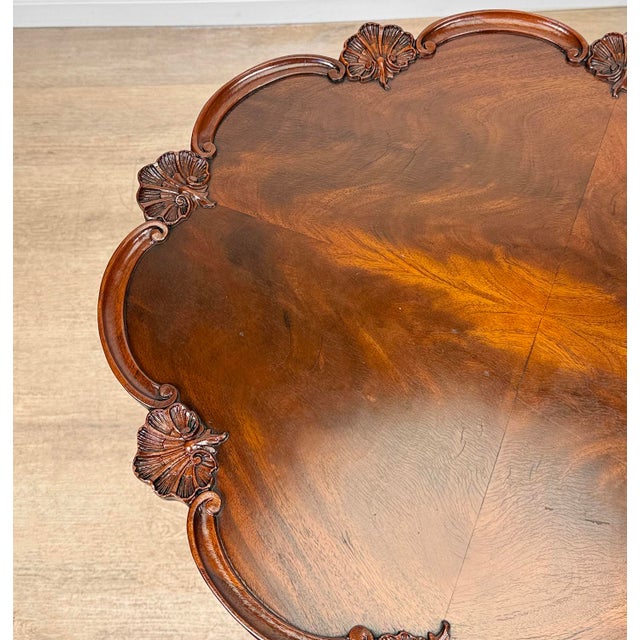 Vintage Chippendale Mahogany Round Pie Crust Parlor Table For Sale - Image 10 of 12