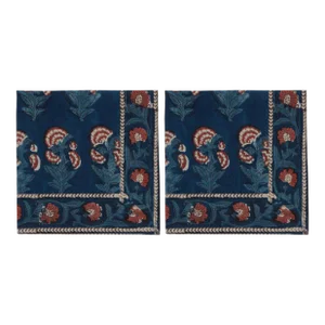 Carnation Indigo/Brick Red Napkins - a Pair
