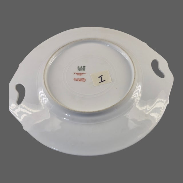 Elegant Vintage Limoges L. Bernardaud Gilded Handles Floral Border D & C France Platter #1 For Sale - Image 10 of 11