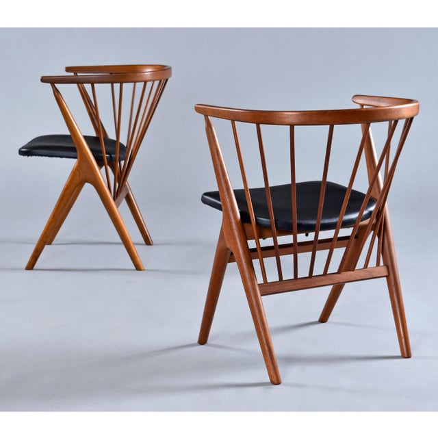 Brown 10 Spindle Back Ox Bow Solid Teak Danish Dining Chairs No. 8 by Helge Sibast For Sale - Image 8 of 14