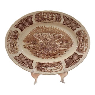 Vintage Alfred Meakin Staffordshire Fair Winds The Friendship of Salem Brown Platter For Sale