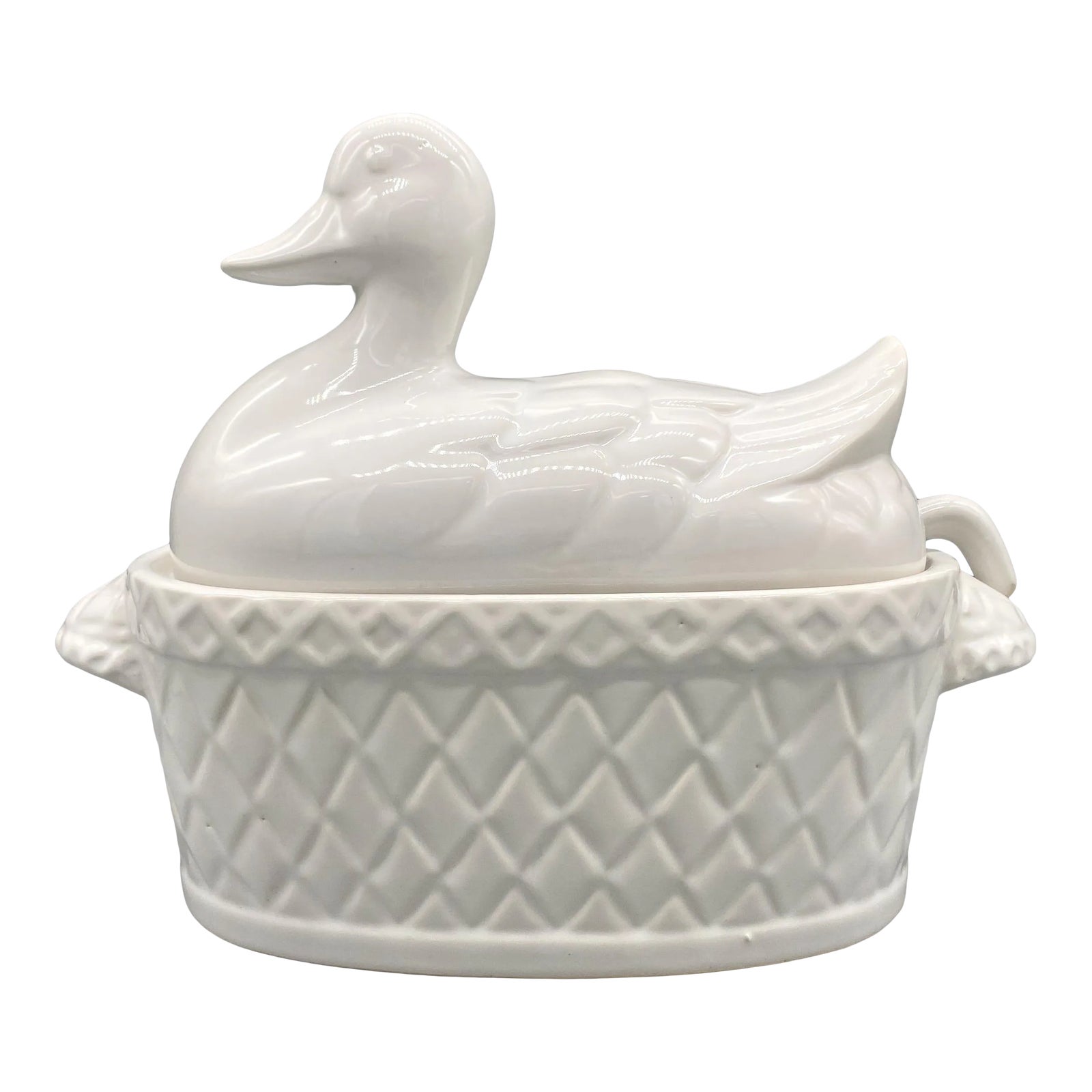 20th Century Farmhouse White Duck Soup Tureen With Ladle Chairish