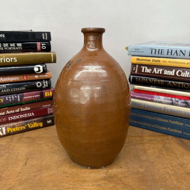 16th Century Reddish ClayBrown Sake Bottle Shaped Ceramic Vase For Sale - Image 5 of 8
