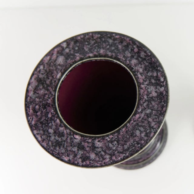 Postmodern 1980s Postmodern Purple Ceramic Vase Signed Larson For Sale - Image 3 of 7