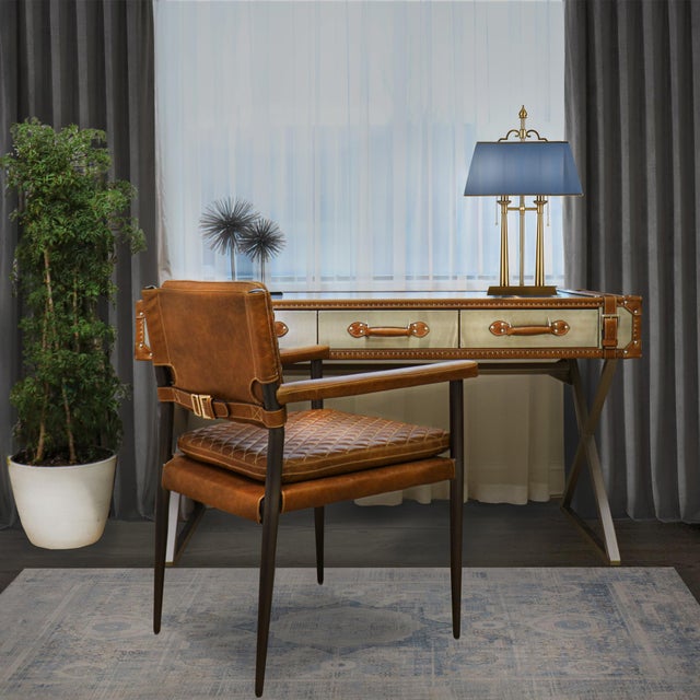 2020s Pasargad Home Executive Table Lamp, Gold/Blue For Sale - Image 5 of 5