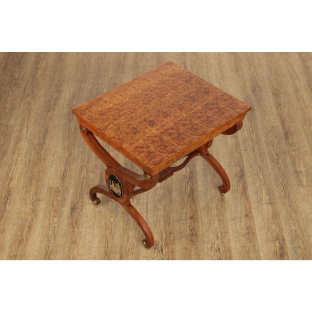Neoclassical Mid 20th Century Neoclassical Style Burlwood Medallion Side Tables - A Pair For Sale - Image 3 of 12