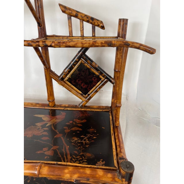 Art Nouveau French Art Nouveau Tortoiseshell Bamboo & Lacquer Chinoiserie Bookcase Etagere For Sale - Image 3 of 12