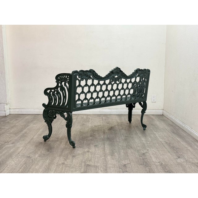 Vintage Green Cast Aluminum Outdoor Bench For Sale In Los Angeles - Image 6 of 7