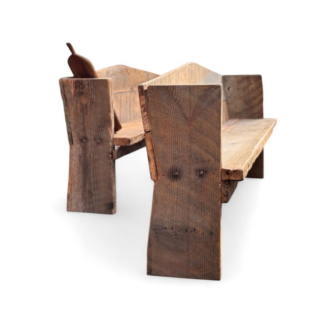 Primitive Rustic Farmhouse Reclaimed Barnwood Pew Bench 72 In. For Sale - Image 15 of 17