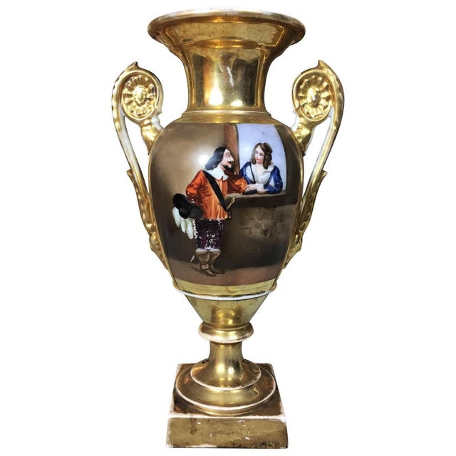 Early 19th Century Baluster Vase in Porcelain Paris Painted & Gilded by Hand, 1800s For Sale - Image 14 of 14