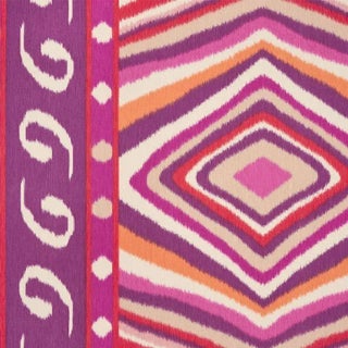 Schumacher X Johnson Hartig Terence Ikat Fabric in Magenta For Sale