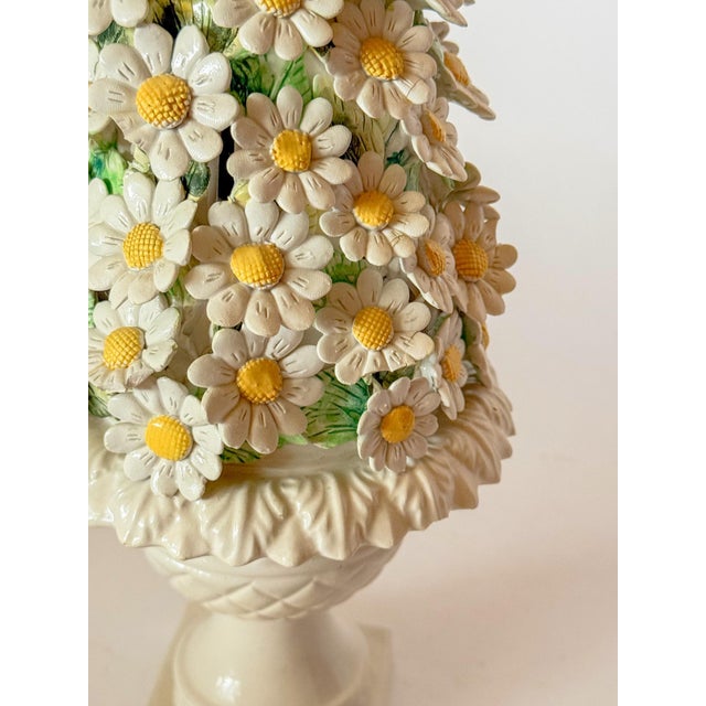 1960s Italian Ceramic Majolica Daisy Topiary Urn For Sale In Dallas - Image 6 of 11