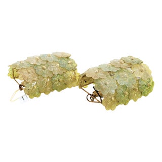 Murano Glass Flower Wall Lamps, Early 1900s, Set of 2 For Sale