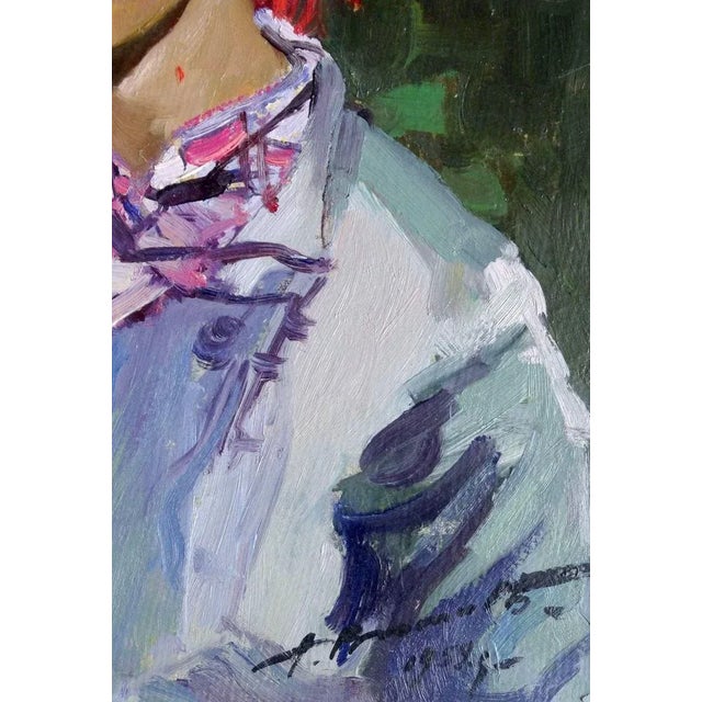Alfejs Bromults, Gypsy Woman, 1959, Oil on Cardboard For Sale - Image 4 of 7
