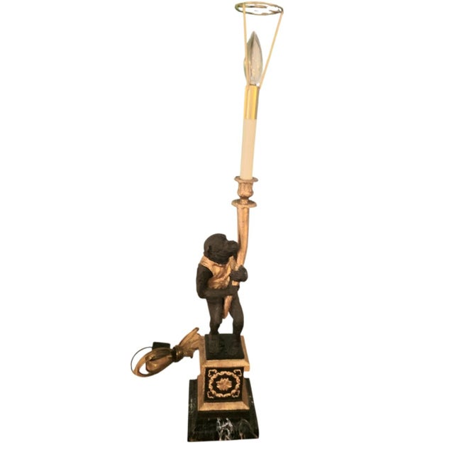 Vintage Customized Palm Beach Regency Monkey Parasol Marble Base Ball Fringe Table Lamps- A Pair For Sale - Image 11 of 12