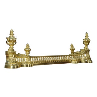 19th Century Adjustable French Gilt-Brass Fender For Sale