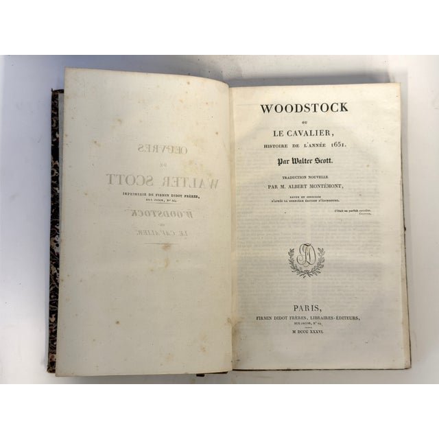 Animal Skin 1830s Antique French Edition Walter Scott Novels Half-Leather - Set of 6 For Sale - Image 7 of 12