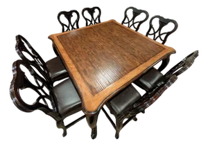 Ambella Home Two-Tone Wood Counter-Height Dining Table and (8) High-Back Stools