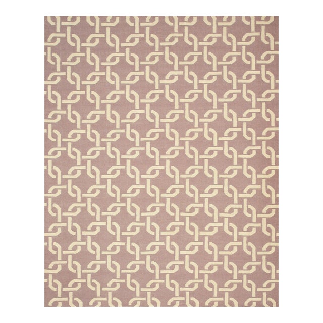 6x9 Sloane Cozy Purple Large-Scale Interlocking Chain Modern Flatweave Wool Rug For Sale