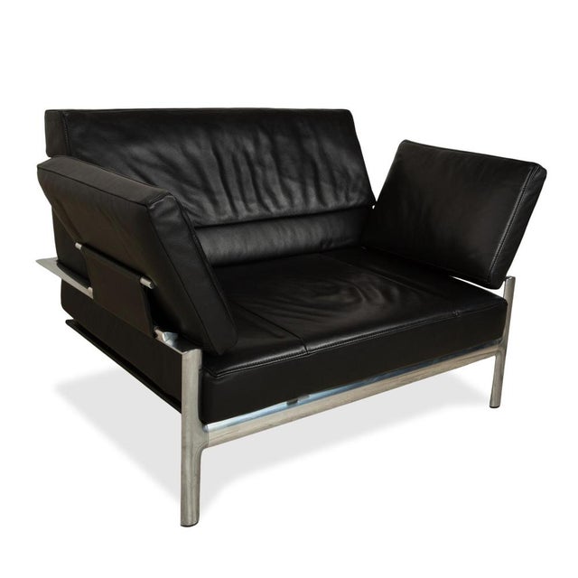 Black Black Leather Two-Seater Armchair Black Sofas with Manual Function from Jori, Set of 2 For Sale - Image 8 of 18