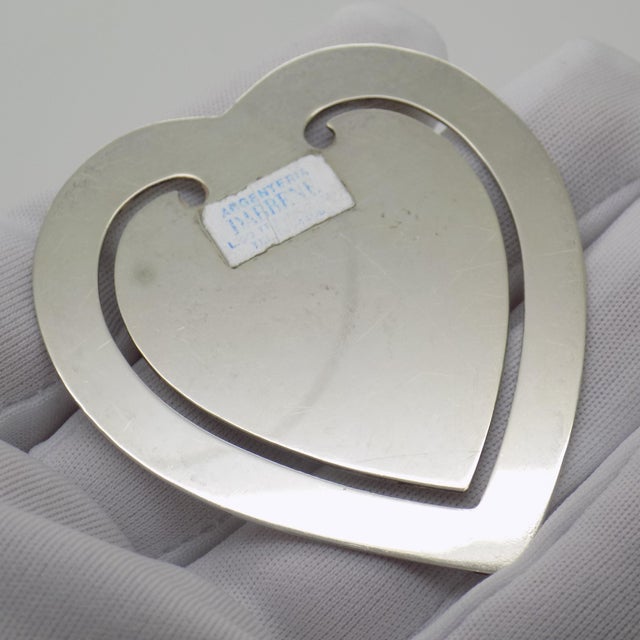 Vintage Italian Handmade Silver Heart-Shaped Bookmark Engraved with Ar, Padova, 1980s For Sale - Image 9 of 14