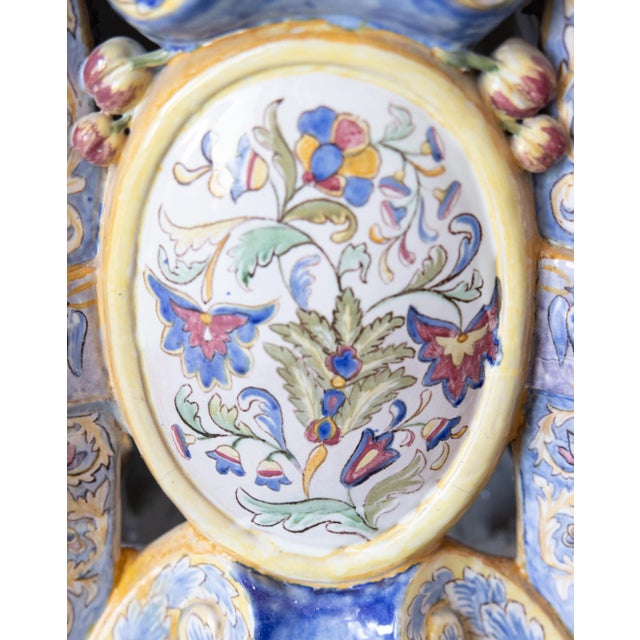 19th Century Italian Majolica Jardiniere Planter on Pedestal Stand For Sale - Image 9 of 15