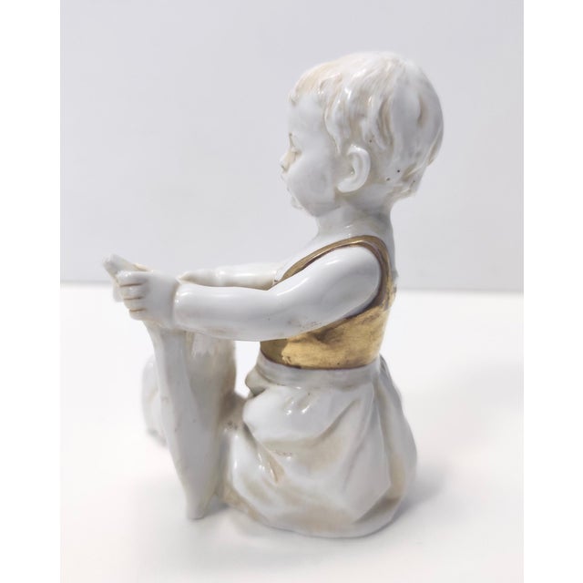Vintage Ceramic and Gold Decorative Figurine from Capodimonte, 1960s For Sale - Image 4 of 11
