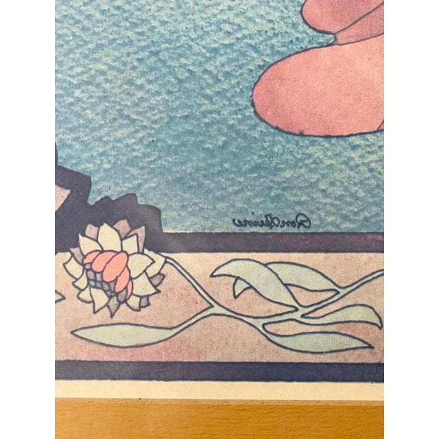 Art Nouveau Style Print Elegant Woman in the Forest For Sale - Image 9 of 12