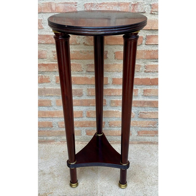 French Style Round Wood Pedestal Table or Plant Stand, 1950s For Sale - Image 17 of 18