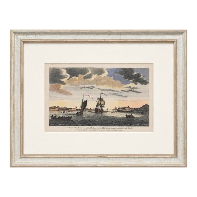 Havana Harbor Cuba by Peter Canot, 1764 | Rare Original Hand-Colored | Custom Framed For Sale