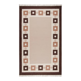 Part & Parcel Goods Wool Chain Rug 5' x 8', Bisque, Topaz, Chocolate and Eggshell For Sale