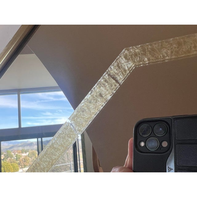 Silver Vintage Octagon Wall Mirror: 1980s Windsor Postmodern Floral Vase Brass For Sale - Image 8 of 12