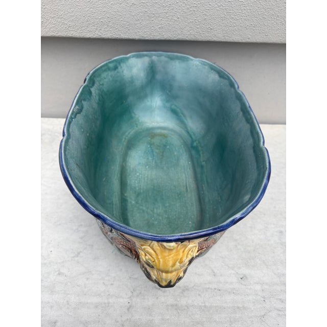 Large 19th Century Majolica Jardinière Leaves Wasmuel For Sale In Austin - Image 6 of 7