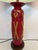 Vintage Hand-Painted Red Southwestern Ceramic Table Lamps - A Pair For Sale - Image 4 of 6
