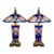 Pair of Cobalt Blue Cut-Glass Table Lamps With Floral Shades For Sale
