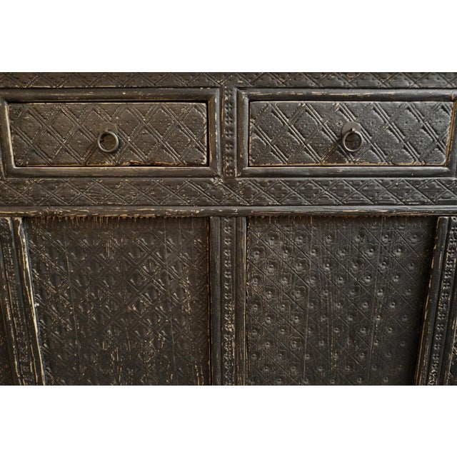 Wood Vintage Black Carved Jilang Sideboard Credenza For Sale - Image 7 of 9