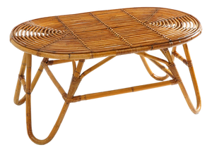 Wicker Coffee Table with Oval Top, 1950s