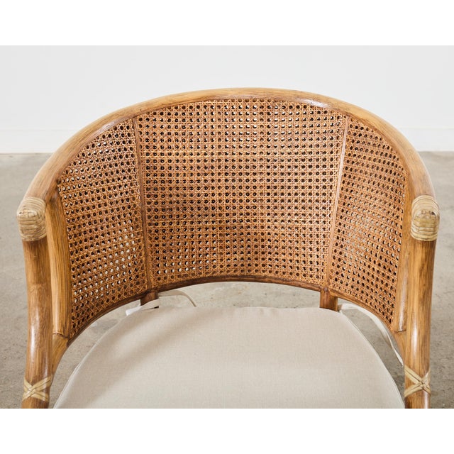 Set of Four McGuire Rattan Cane Barrel Dining Chairs For Sale In Sacramento - Image 6 of 12