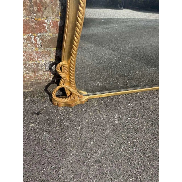 Large Antique English Hour Glass Shaped Gilt Overmantle Mirror, 19th Century. For Sale - Image 3 of 8