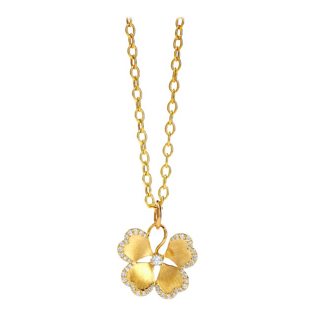 Syna Yellow Gold Jardin Flower Pendant with Diamonds For Sale