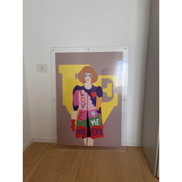 "Love Me Forever" illustration, certified and signed, 1/15 copies. Super glamorous and chic with a double acrylic glass...